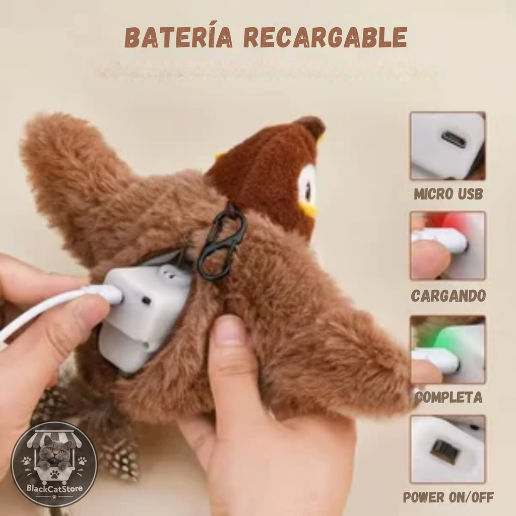 Juguete de Pájaro Interactivo para Gatos con Alas Realistas y Sonido Natural