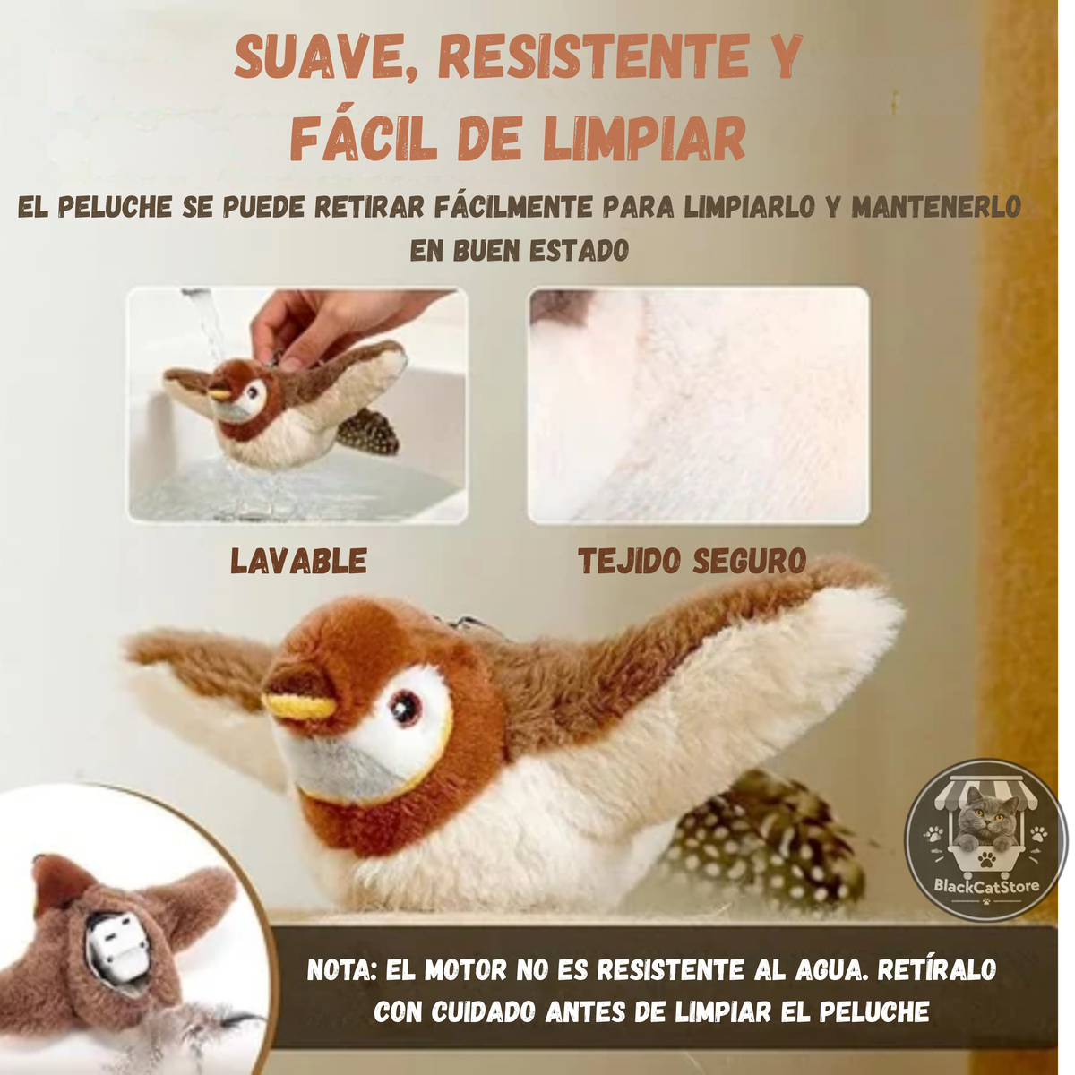 Juguete de Pájaro Interactivo para Gatos con Alas Realistas y Sonido Natural