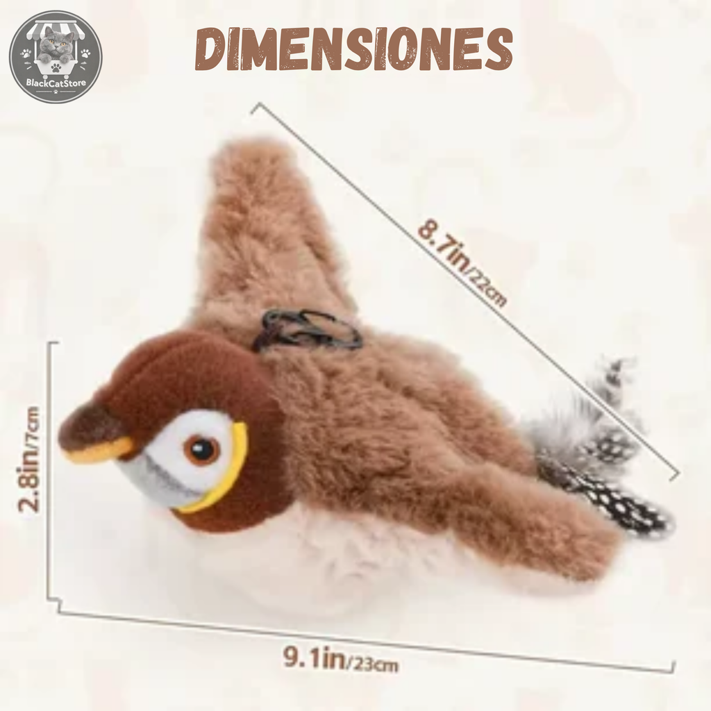 Juguete de Pájaro Interactivo para Gatos con Alas Realistas y Sonido Natural