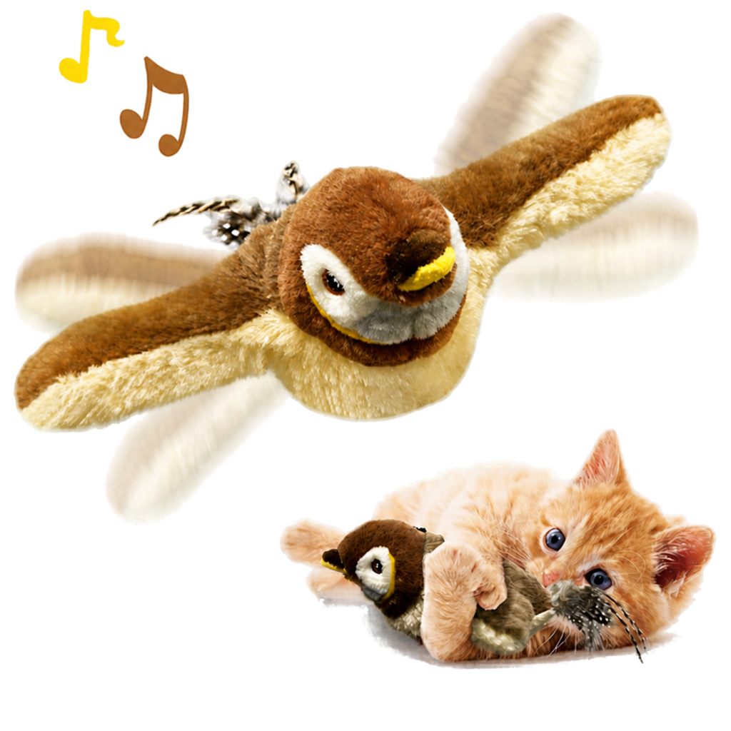 Juguete de Pájaro Interactivo para Gatos con Alas Realistas y Sonido Natural